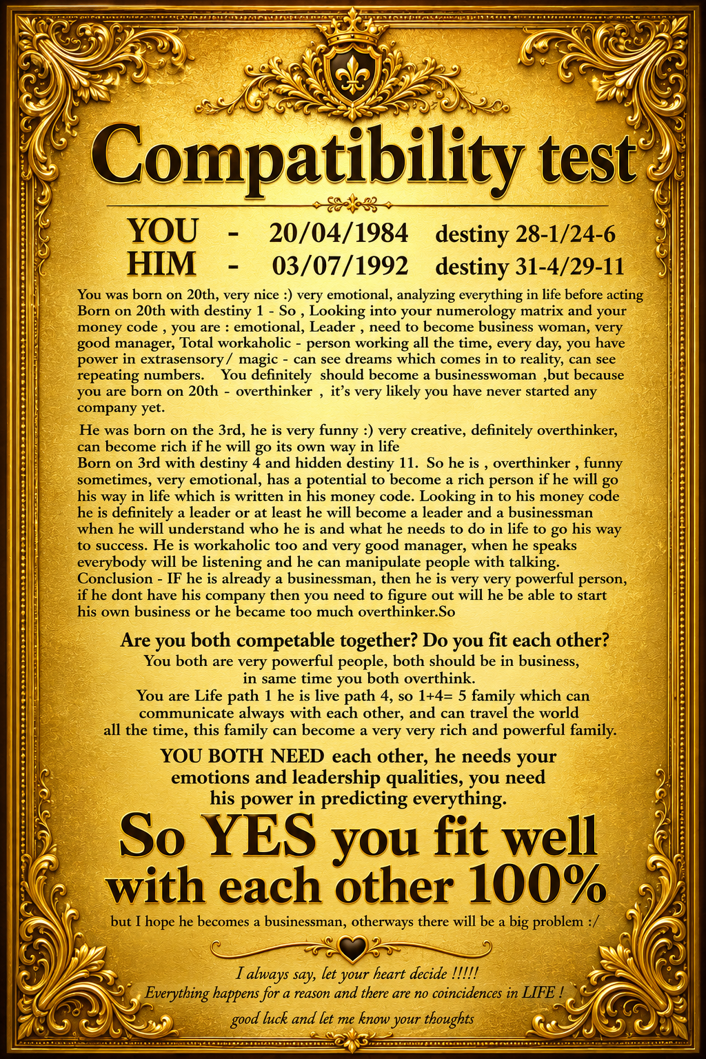 Compatibility Test for Couples, Know who he/she really is !