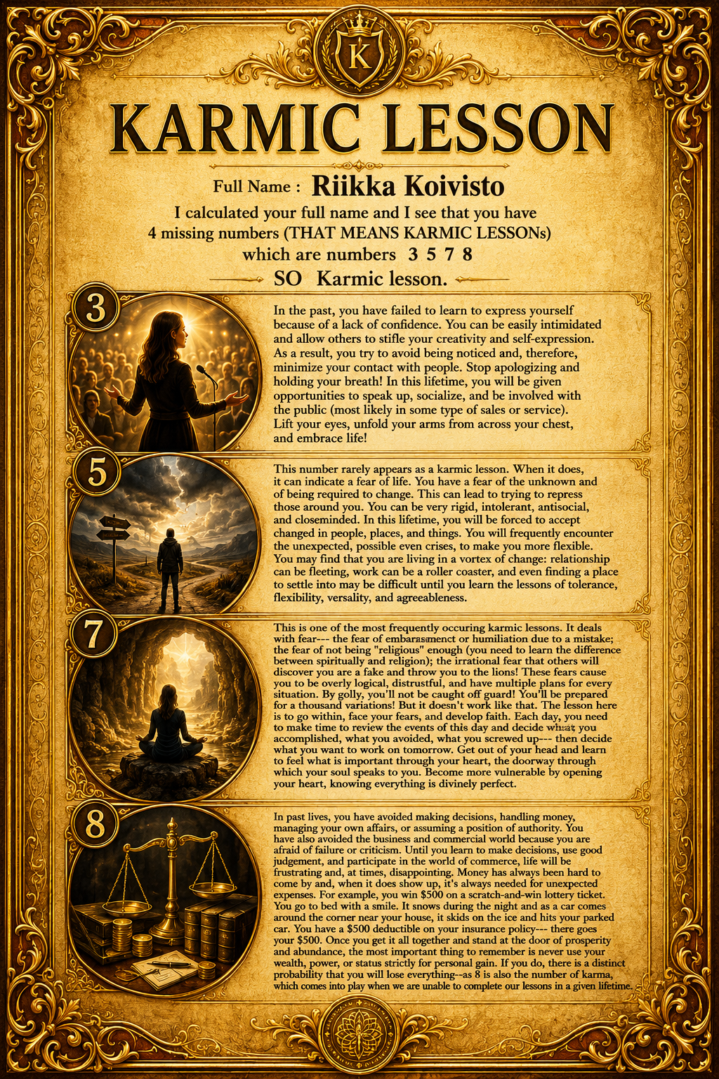 Karmic lesson